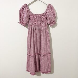 Tyler Boe Smocked Midi Dress Pink Plaid Size Small S
